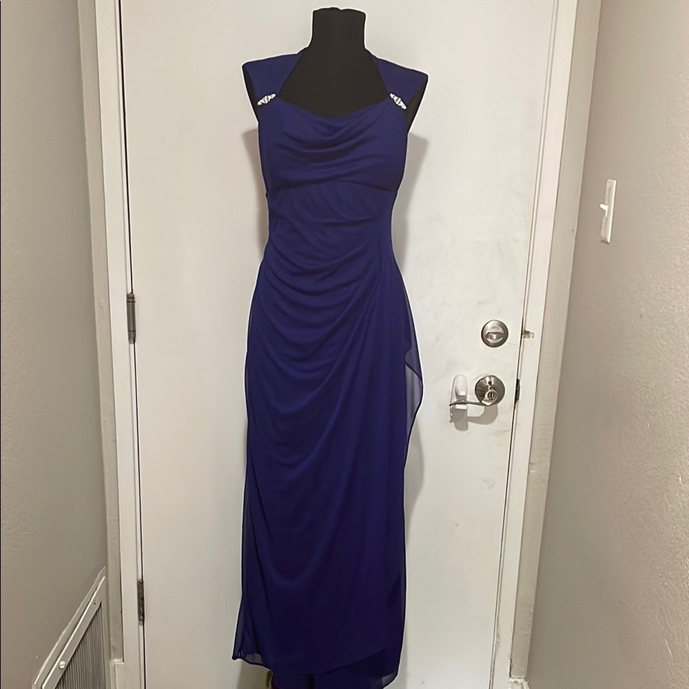 Scarlett Royal Blue Ruched Halter Gown